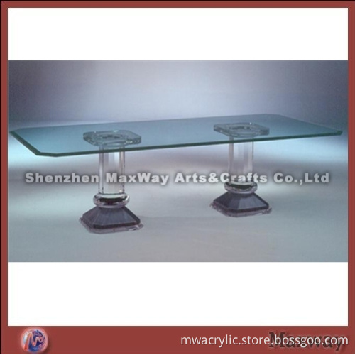 Square transparent acrylic/perspex dining-table with 2 legs